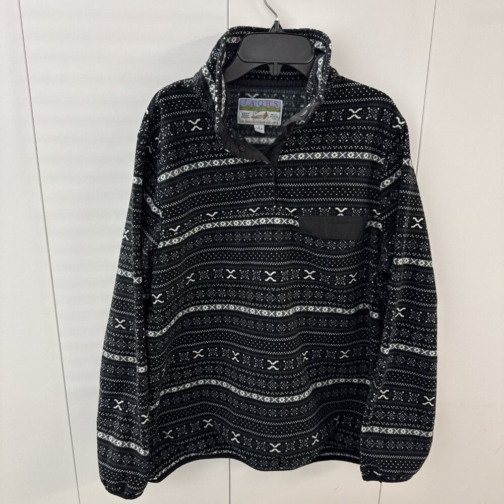 Jachs Sweatshirt L Black Snap Pullover Fleece Long Sleeve Women's‎ Synchilla